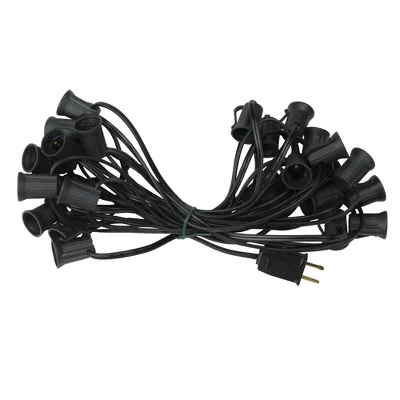 Northlight Commercial Grade C9 Christmas Light Socket Set - 25' Black Wire - 18 Gauge