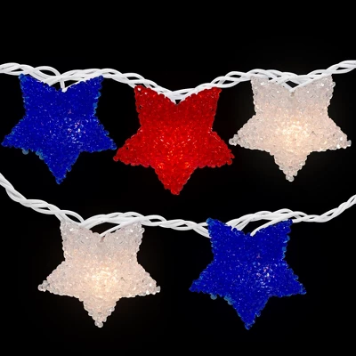 Northlight 10ct Patriotic 4th Of July Star Shaped Outdoor String Lights - 6' White Wire - Image 2