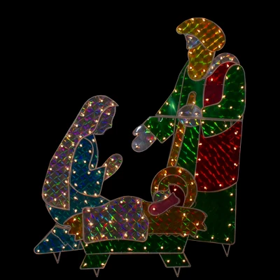 Northlight 3-Piece Lighted Holographic Christmas Nativity Set Outdoor Decoration - Clear Lights
