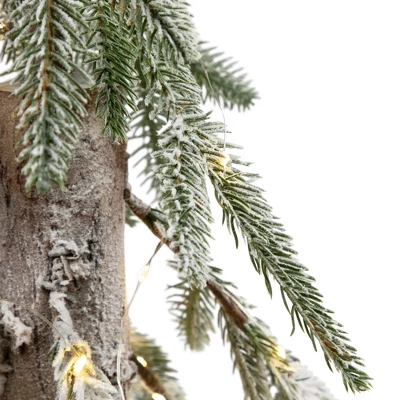 Northlight Pre-Lit Flocked Battery Operated Alpine Artificial Christmas Tree - 3' - Clear LED Lights - Image 6