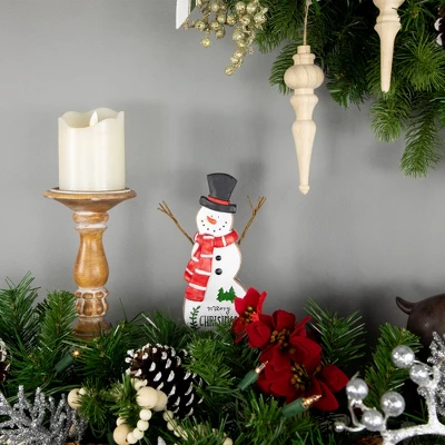 Northlight Wooden Snowman "Merry Christmas" Decoration - 8.5"