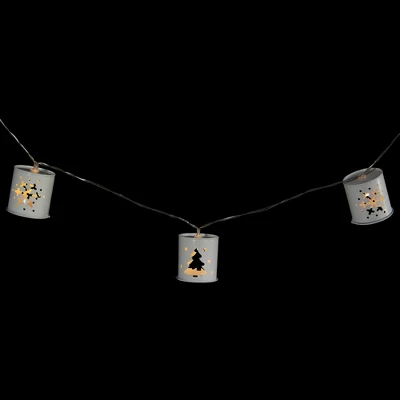 Northlight 10 B/O LED Warm White Metal Lantern Christmas Lights - 6.25' Clear Wire - Image 4