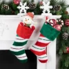 Northlight 18" Green And Red Velvet Sequin Stripe Stocking