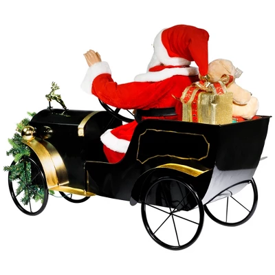 Northlight Animated And Musical Santa Driving Vintage Car Christmas Decoration - 31" - Image 6
