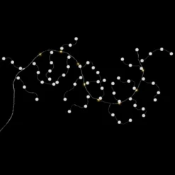 Northlight LED Lighted B/O Pom Pom Christmas Garland Lights - Cool White - 4.25' Clear Wire - 10ct