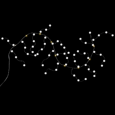 Northlight LED Lighted B/O Pom Pom Christmas Garland Lights - Cool White - 4.25' Clear Wire - 10ct