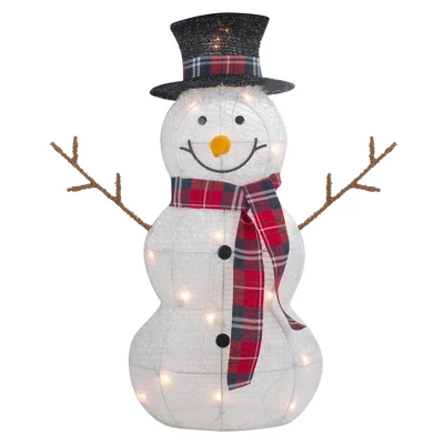 Northlight Lighted Tinsel Snowmen Family Christmas Yard Decorations - Clear Lights - Set Of 2 - Image 2