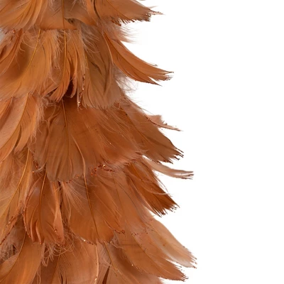 Northlight Small Layered Feather Cone Tree Glittered Christmas Decoration - 16" - Rust Orange - Image 4