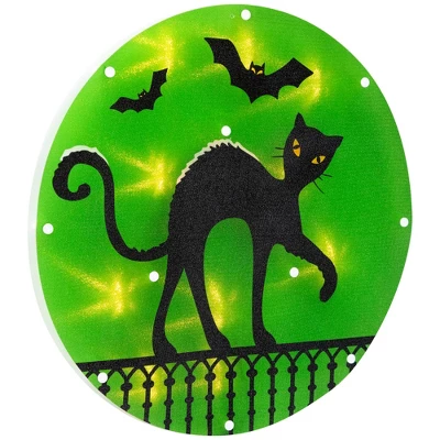 Northlight Lighted Black Cat With Bats Halloween Window Decoration - 13.75" - Image 4