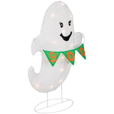 Northlight LED Ghost With "Boo" Banner Halloween Yard Decoration - 25" - Warm White Lights - Image 4
