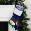 Northlight 20" Royal Blue Embroidered Velveteen Snowman Christmas Stocking With White Cuff