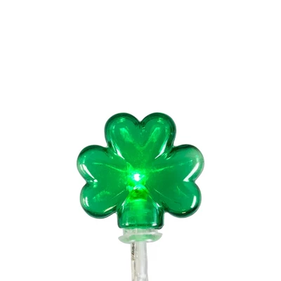 Northlight LED St Patrick's Day Shamrock String Lights With Timer - Green - 5.5' Clear Wire - 20ct - Image 3