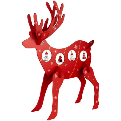 Northlight Reindeer Cut-Out Ornament Holder Christmas Decoration - 13.25" - Red And White - Image 2