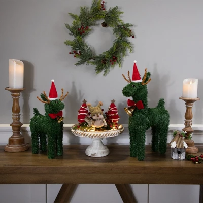 Northlight Pine Reindeer With Bell Artificial Christmas Decoration - 12" - Image 2