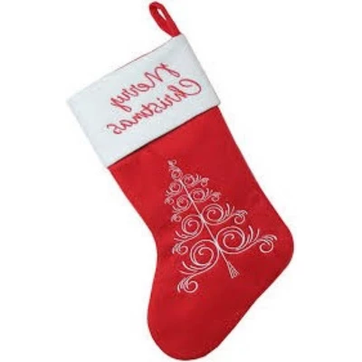 Northlight 15.75" Red And White Merry Christmas Tree Stocking With Cuff - Image 2