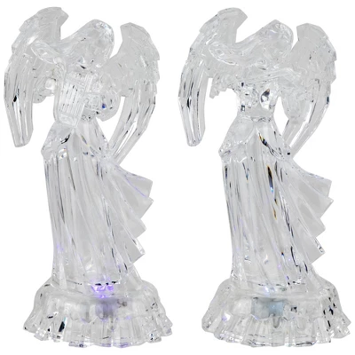 Northlight LED Lighted Color Changing Angel Acrylic Christmas Decorations - 9" - Set Of 2