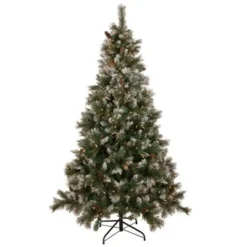 Northlight Real Touch™️ Pre-lit Snow Valley Pine Artificial Christmas Tree - 7.5' - Clear Lights