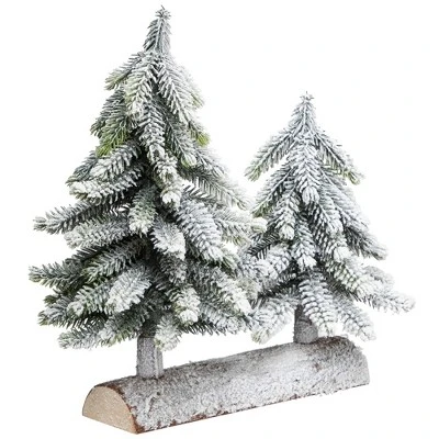 Northlight Frosted Pine Tree Duo Christmas Decoration - 12" - Unlit - Image 2